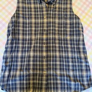 Eddie Bauer Blue and White Plaid Tank Top